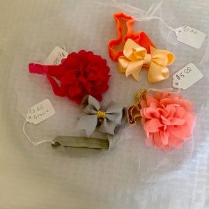 Baby girl hair bands, bundles of 4. Various colors and styles.